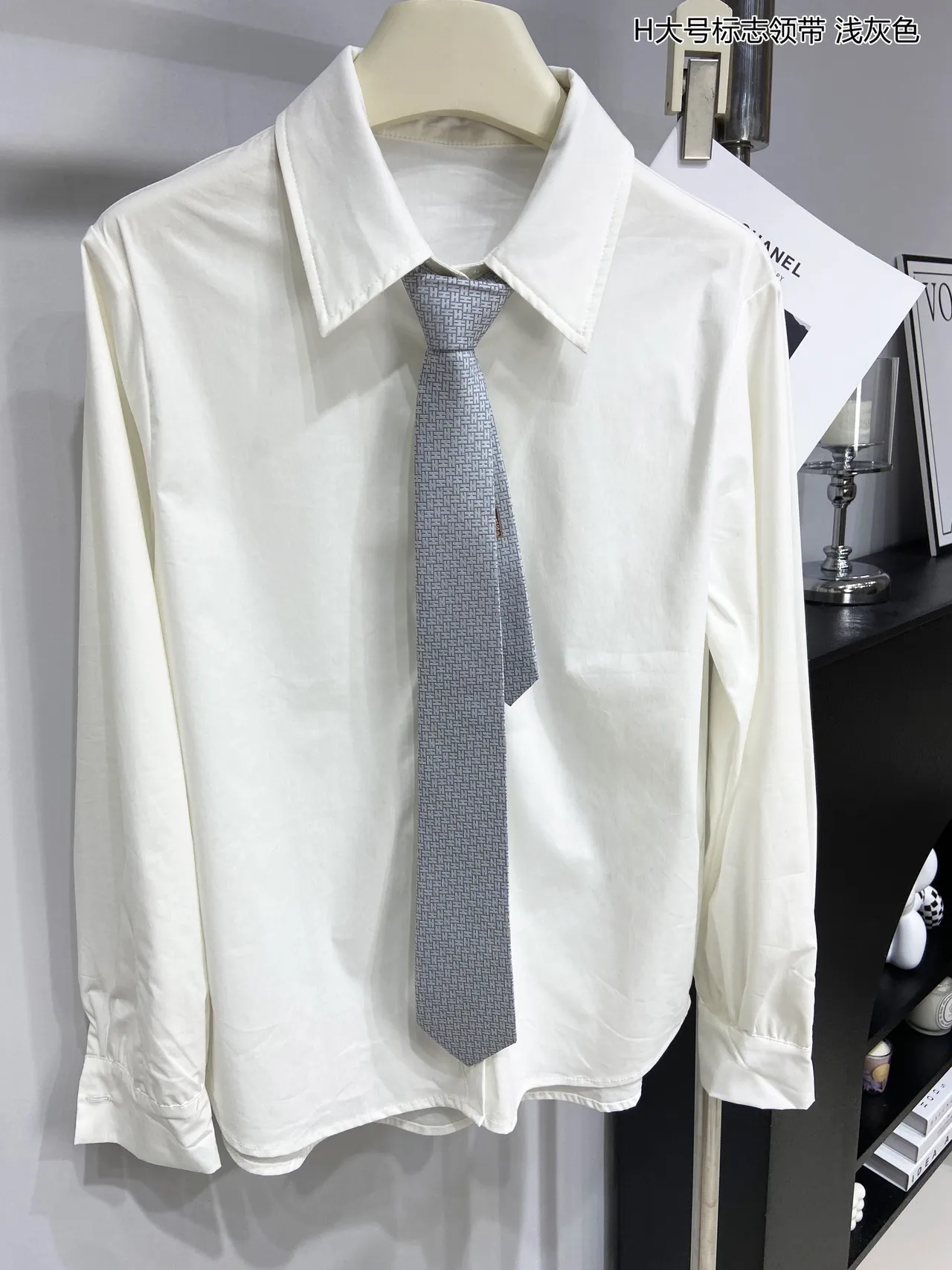 Hermès H Logotipo Gris Negro Patrón Tejido Base Ligera Corbata 7