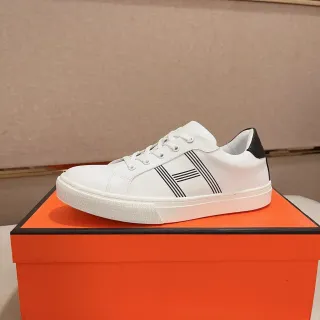 Hermès H Sneaker White Black Leather Upper Low-Top Lifestyle Sneakers