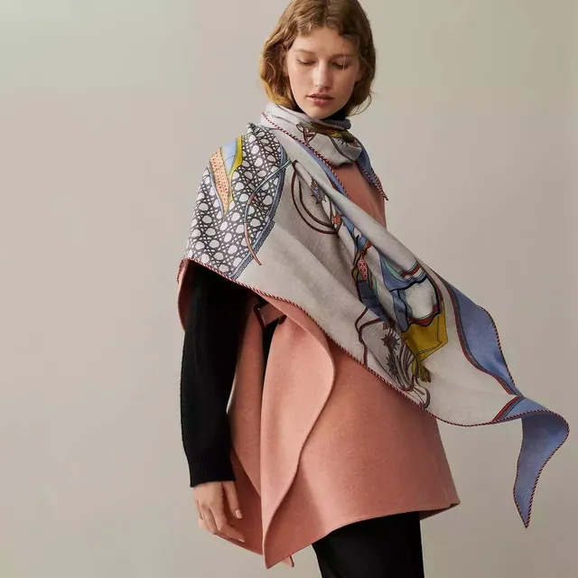 Hermès Les Aoitures V Transformation Blue Silk Scarf 3