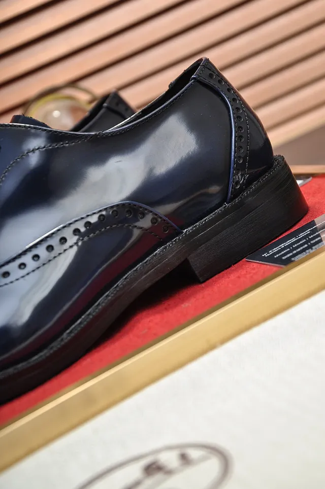 Hermès أحذية أكسفورد كاب تو بروغ كامل أزرق بحري أسود 3