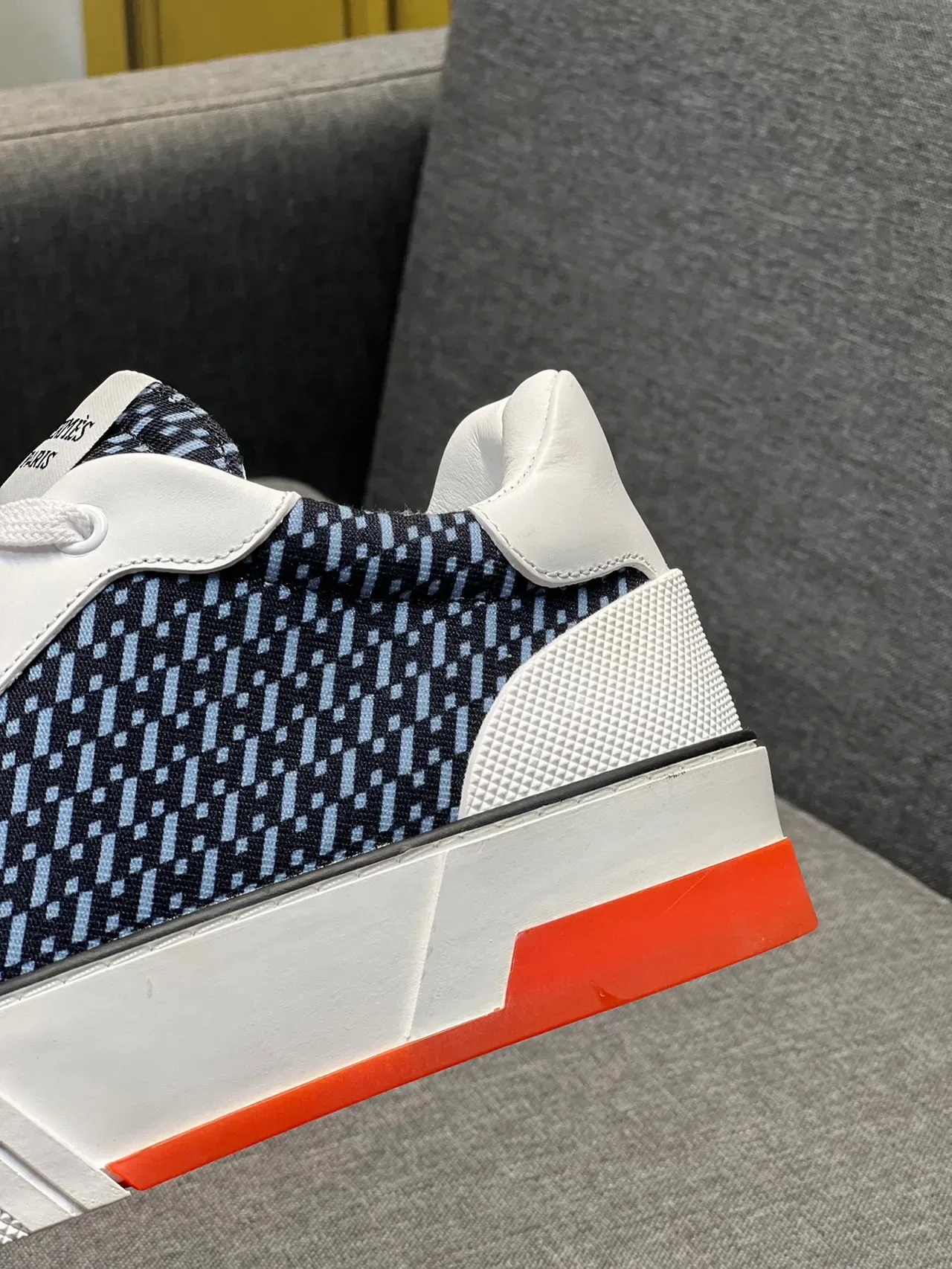 Hermès Navy White Geometric-Patterned Textile Upper Leather Overlays Sneakers 8