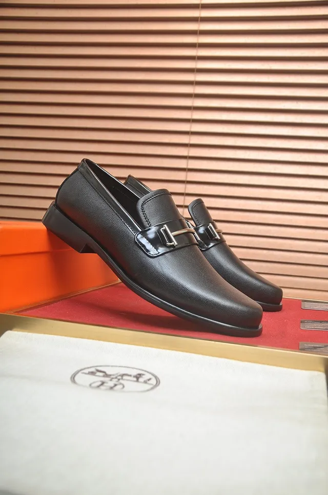 Hermès Oran Mocassins en cuir noir à mors de cheval 2