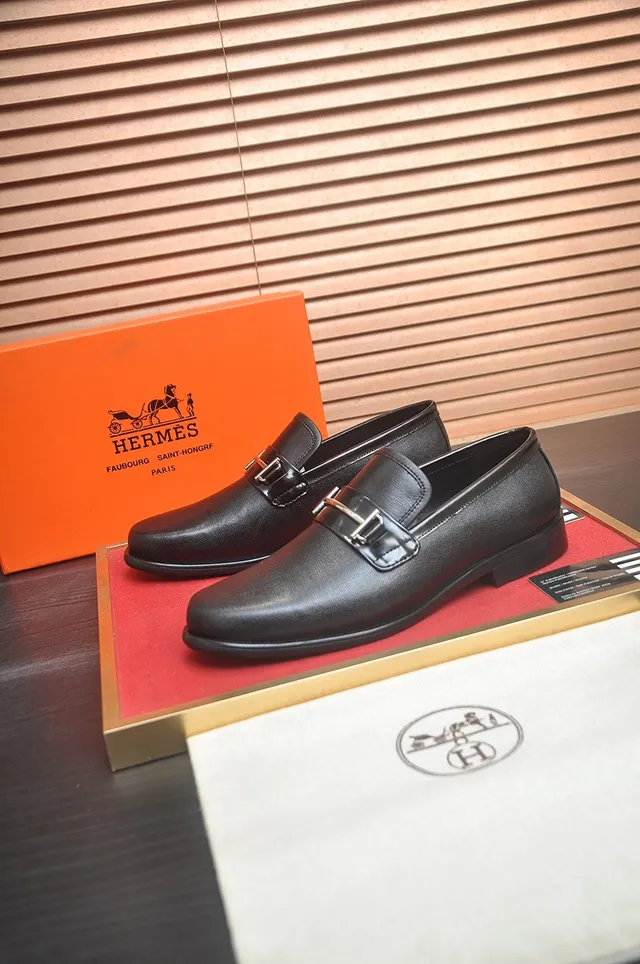 Hermès Oran Mocassins en cuir noir à mors de cheval 3