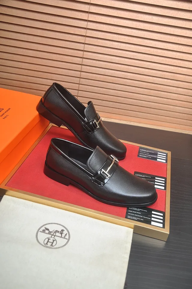 Hermès Oran Mocassins en cuir noir à mors de cheval 6