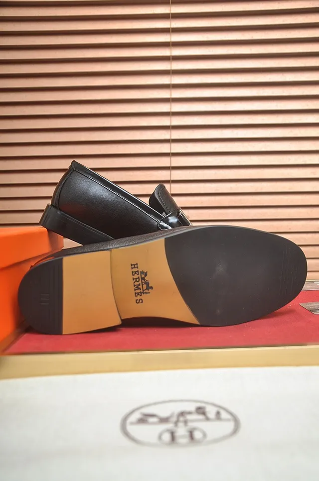 Hermès Oran Mocassins en cuir noir à mors de cheval 7