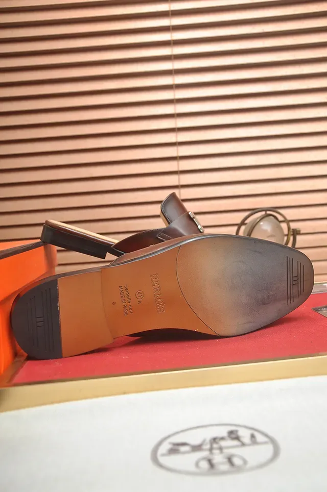 هيرميس Oran بني بيج جلد H-Buckle Hardware لوفر 2