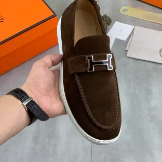 Hermès Oran Marrón Ante H-Buckle Loafer