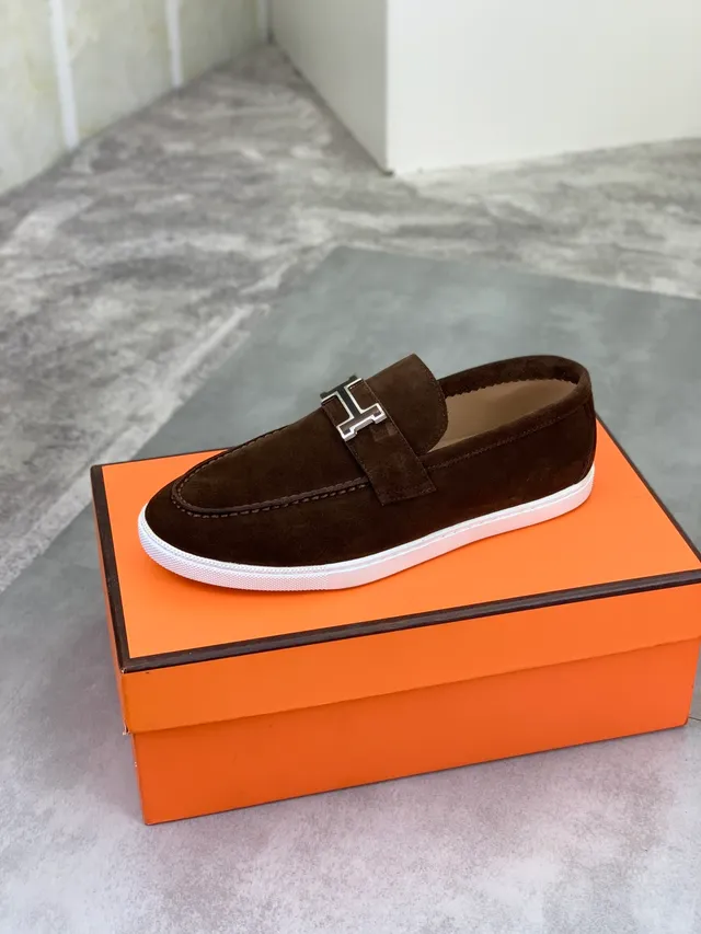 Hermès Oran Brown Suede H-Buckle Loafer 4