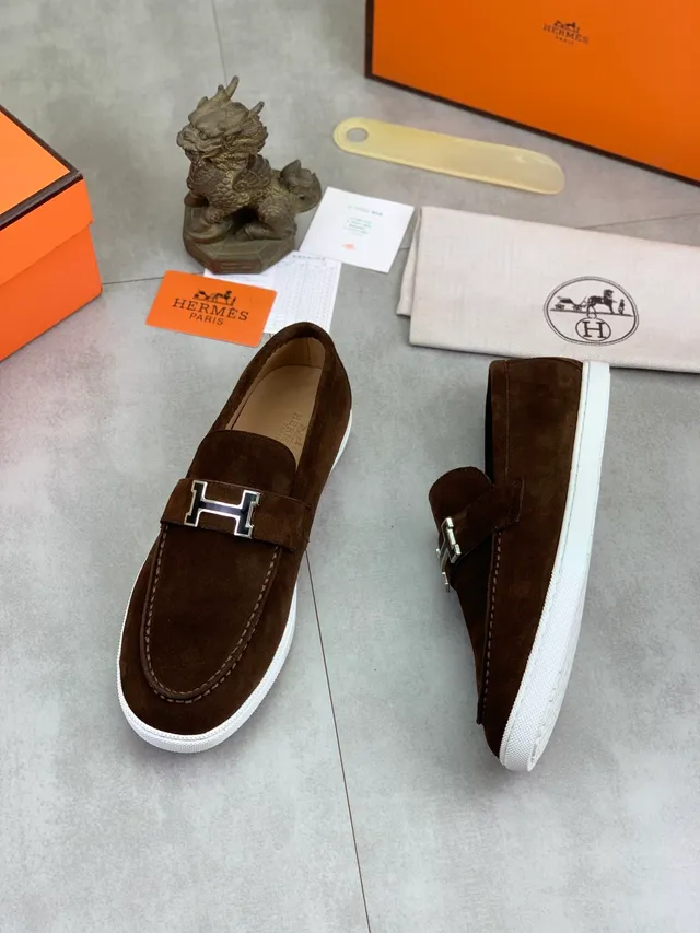 Hermès Oran Brown Suede H-Buckle Loafer 5