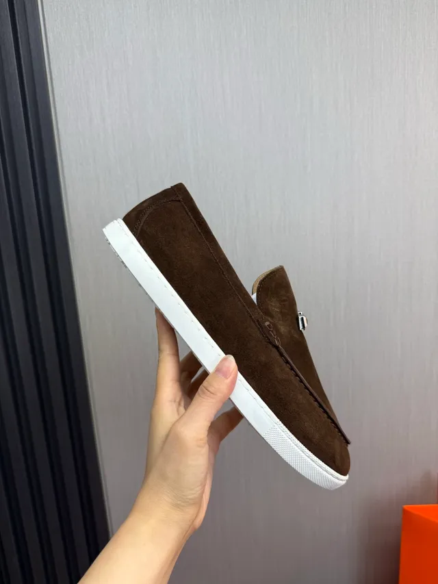Hermès Oran Marron Blanc Daim Supérieur H-Buckle Hardware Loafer 8