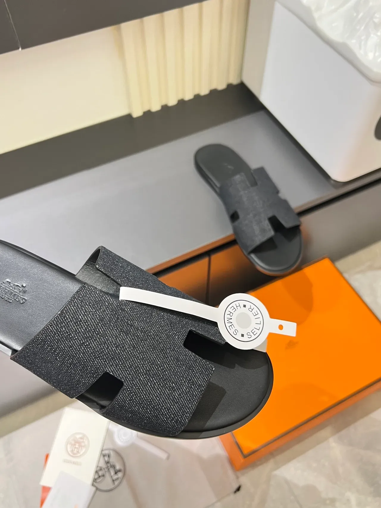 Hermès Oran Denim H-Strap Slippers 5
