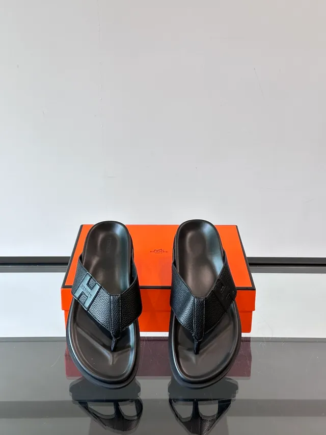 Hermès Oran H-Logo Leather Slippers 8