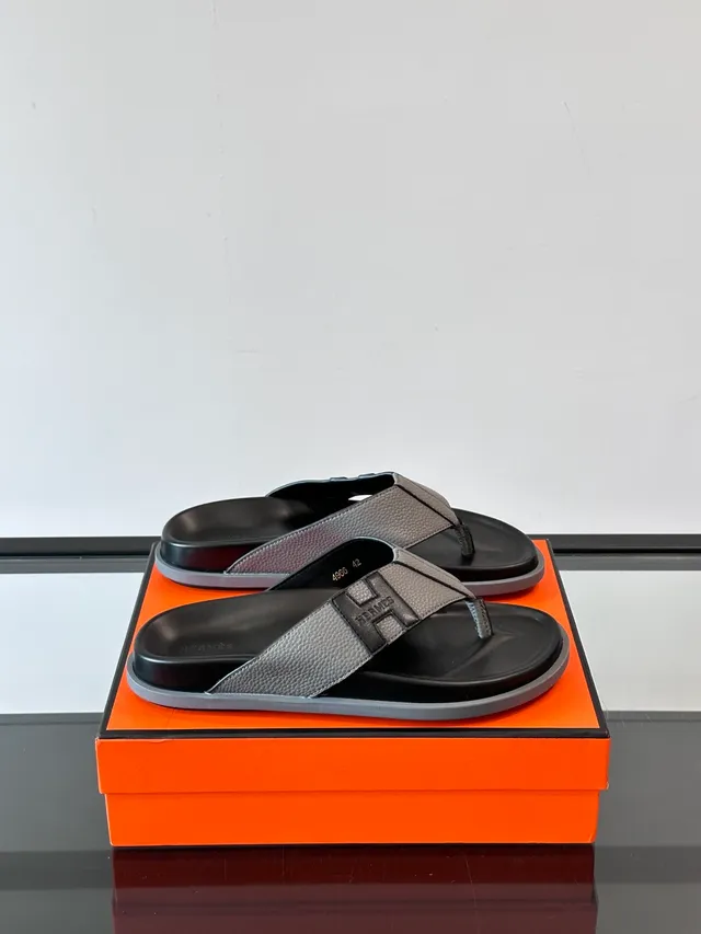 Hermès Oran H-Logo Leather Slippers 12