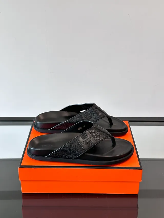 Hermès Oran H-Logo Leather Slippers 13