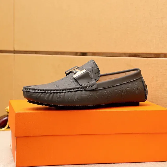 Hermès Oran Loafer Noir et Gris Charbon Cuir estampé H-Quilted 5