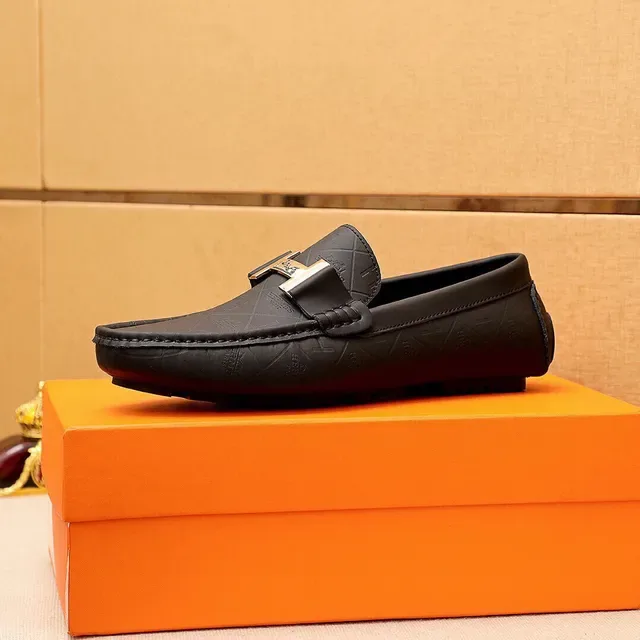 Hermès Oran Loafer Noir et Gris Charbon Cuir estampé H-Quilted 15