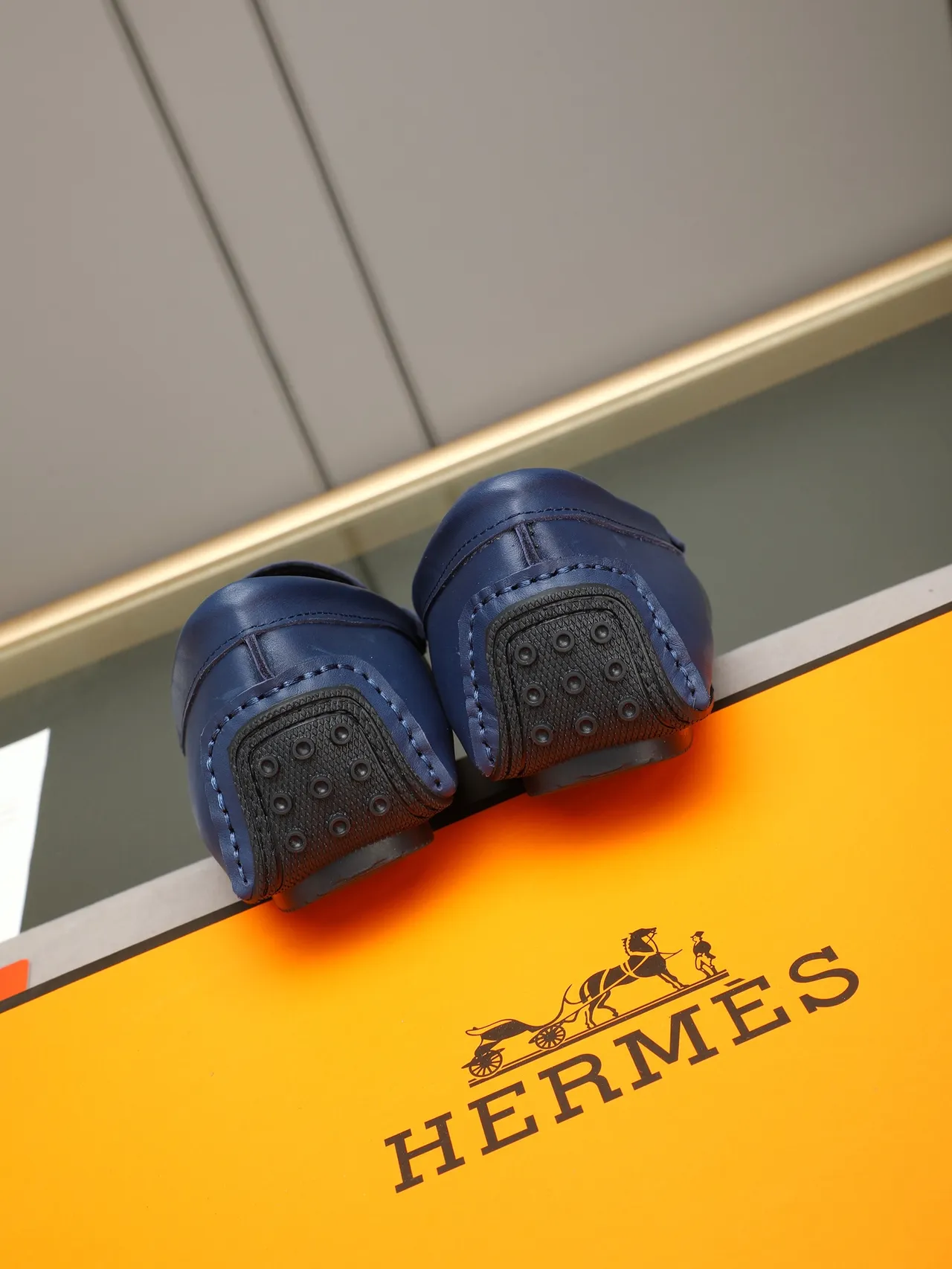 Hermès Oran Loafer Navy Blue Leather Loafers 3