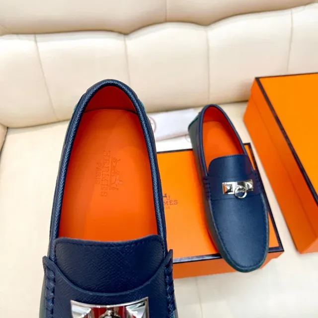 هيرميس أوران Navy Orange جلد منسوج هيربكل هاردوير لوفر 5