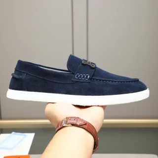 Hermès Oran Mocassim Camurça Navy Fivela H