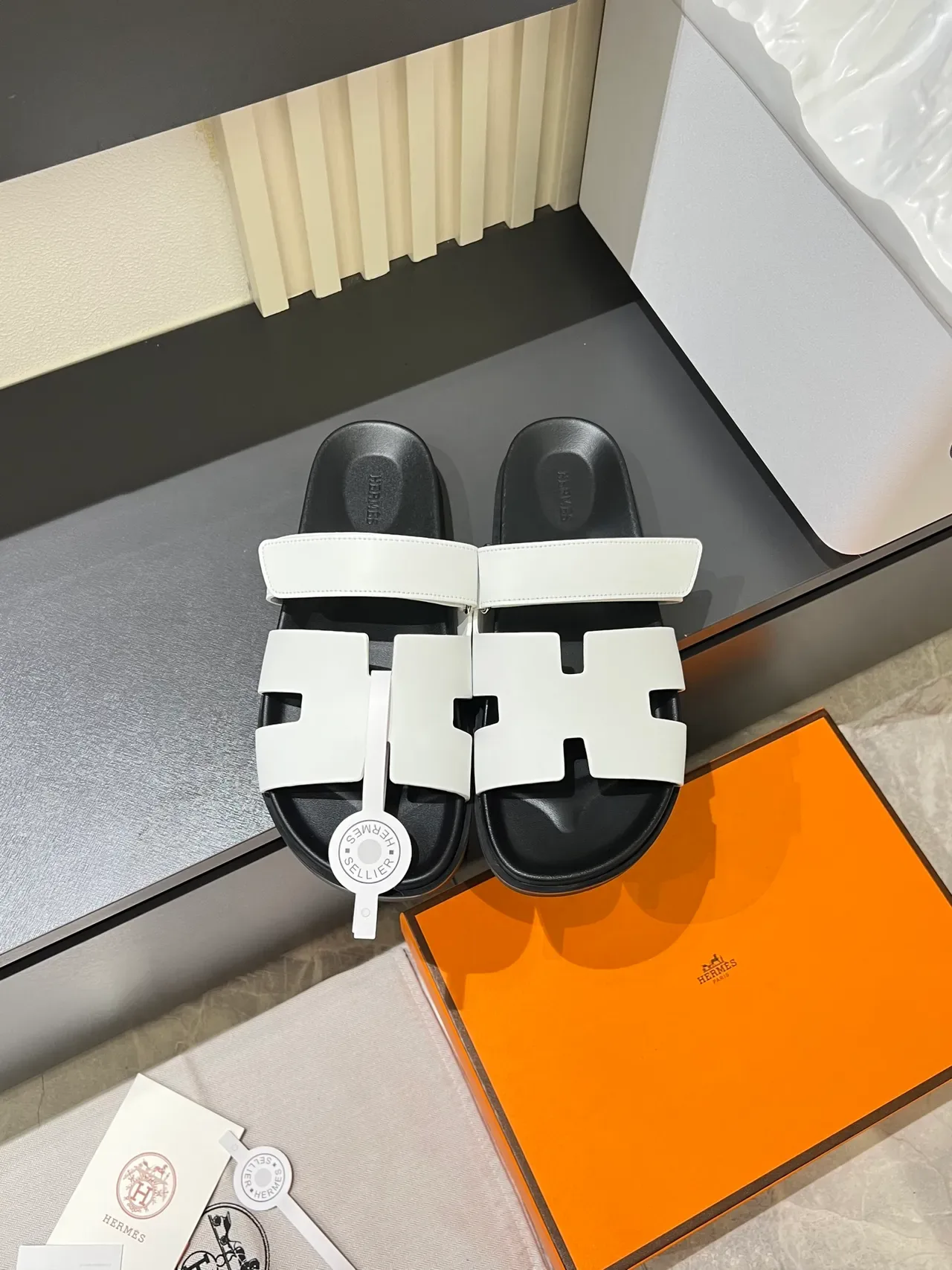 Hermès Oran Slide H-Strap Leather Slippers 11