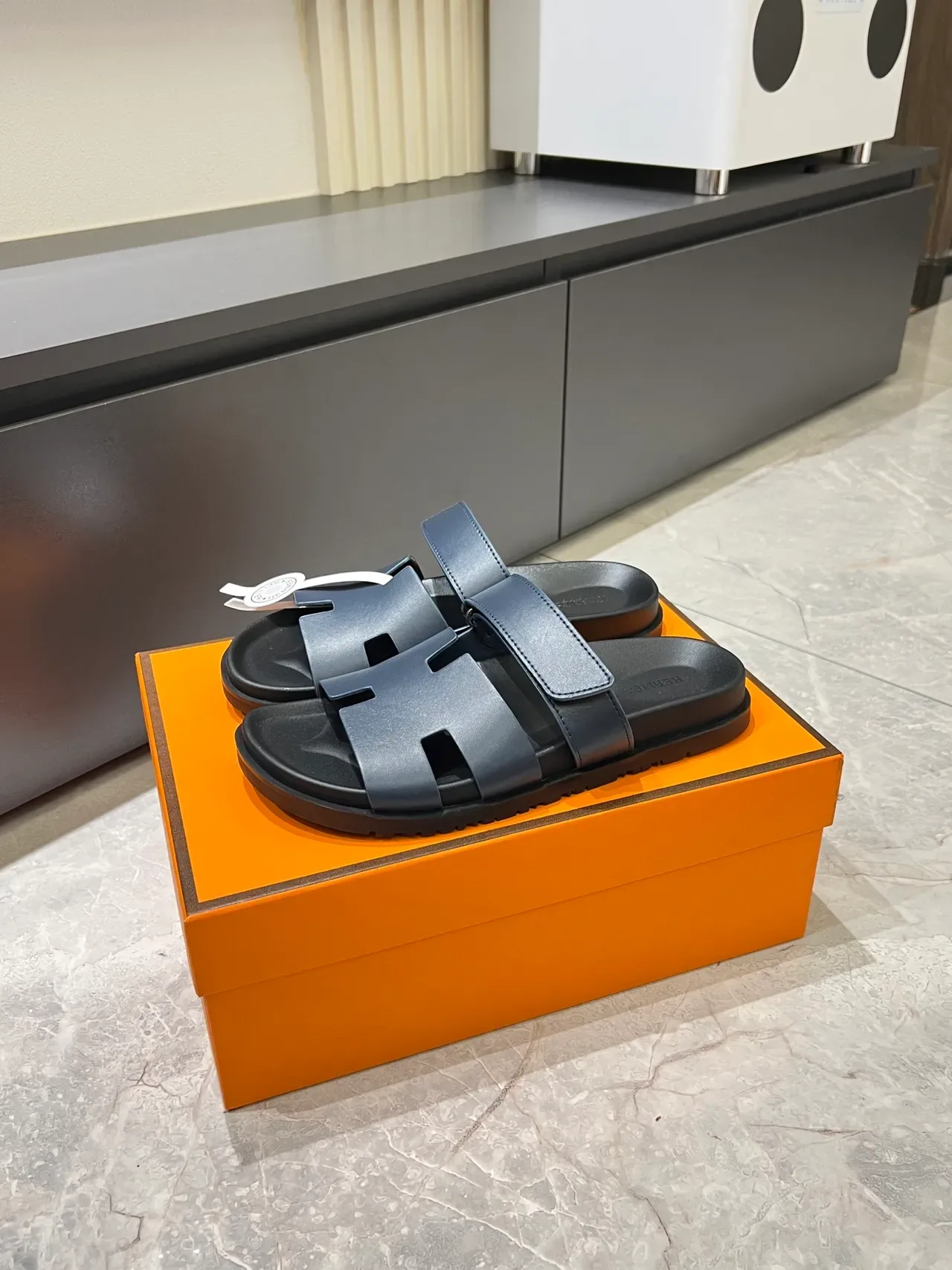 Hermès Oran Slide H-Strap Leather Slippers 16