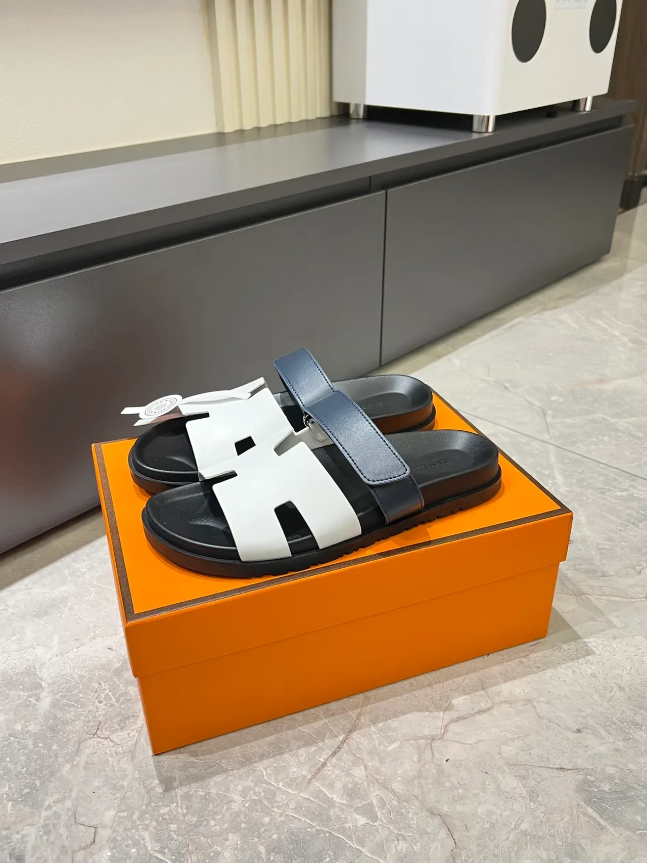 Hermès Oran Slide H-Strap Leather Slippers 20