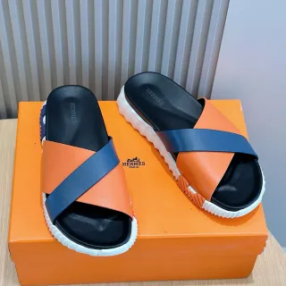Hermès Oran Slide Orange Navy Black White Slippers