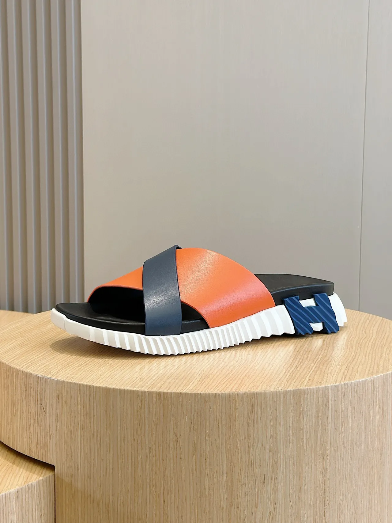 Hermès Oran Slide Orange Navy Black White Slippers 2