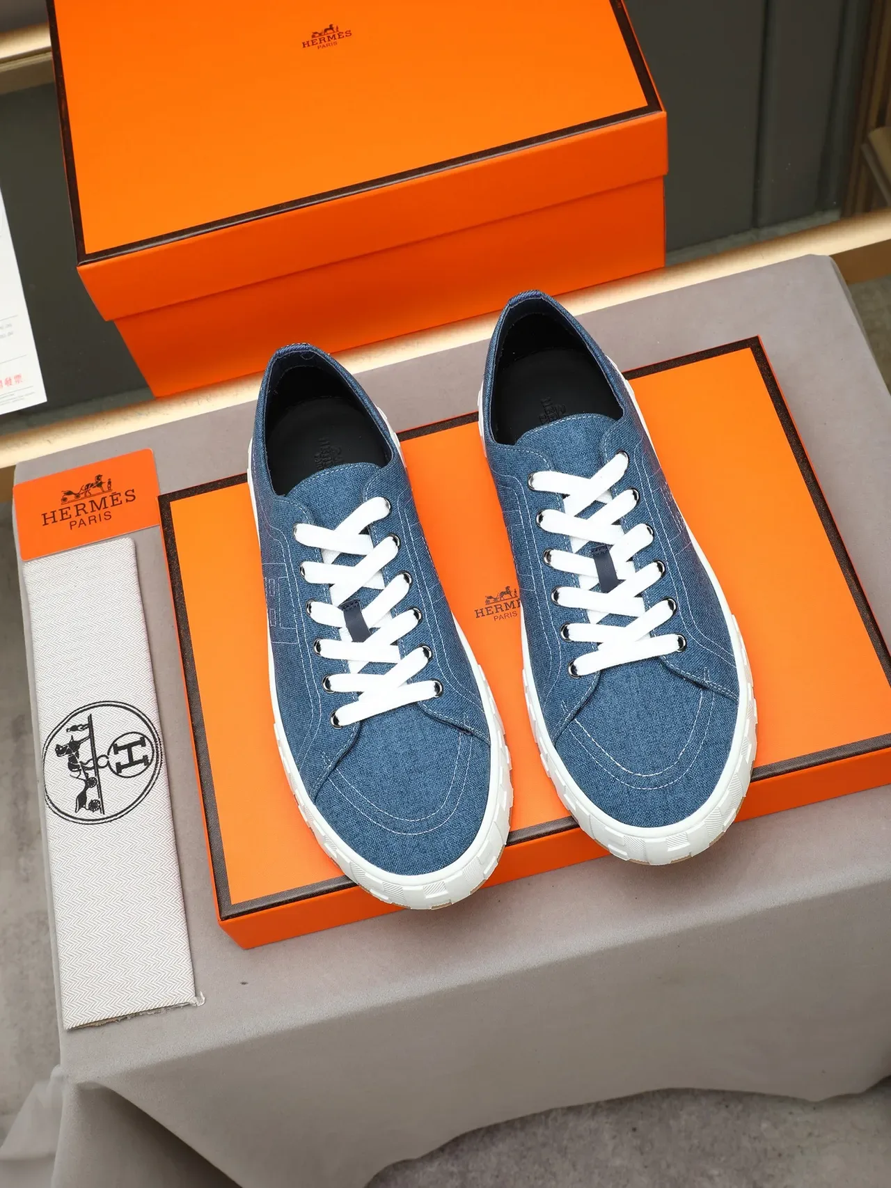 Hermès Oran Sneaker Denim Blue White Lifestyle Sneakers 3