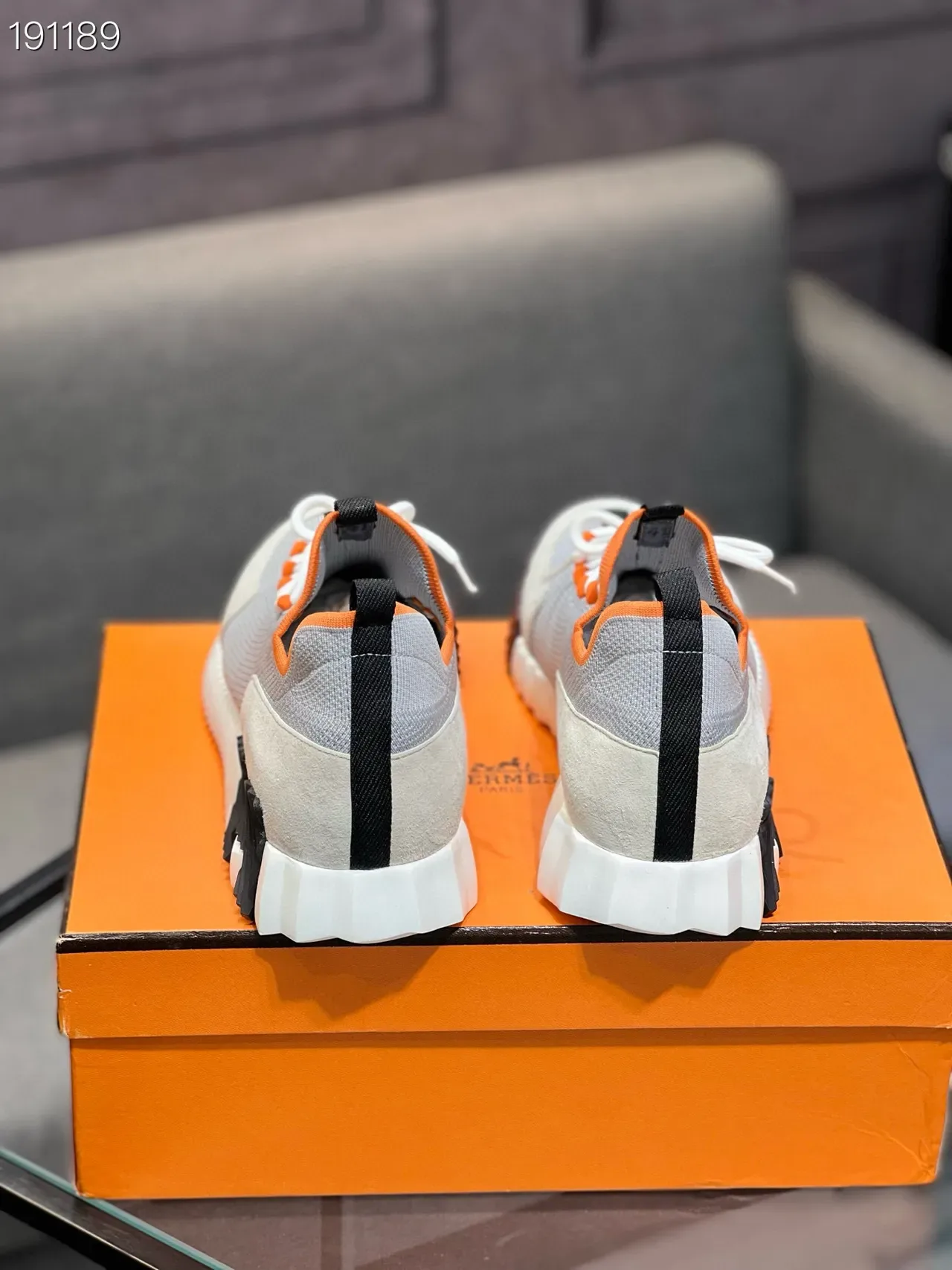 Hermès Oran স্নিকার ধূসর সাদা কমলা কালো লাইফস্টাইল স্নিকার 2