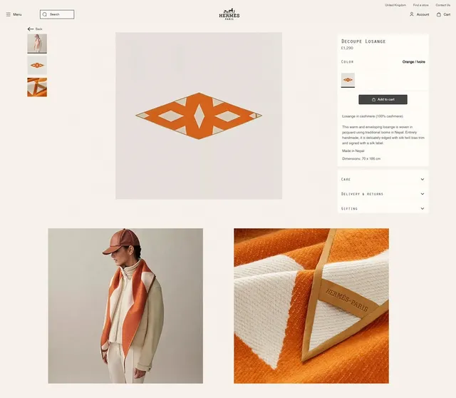 Hermès Orange Beige Geometric Patterned Wool-Blend Texture Shawl 2