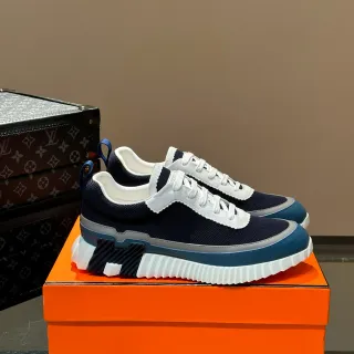 Hermès Run Away Navy Blue and White Chunky Sneakers