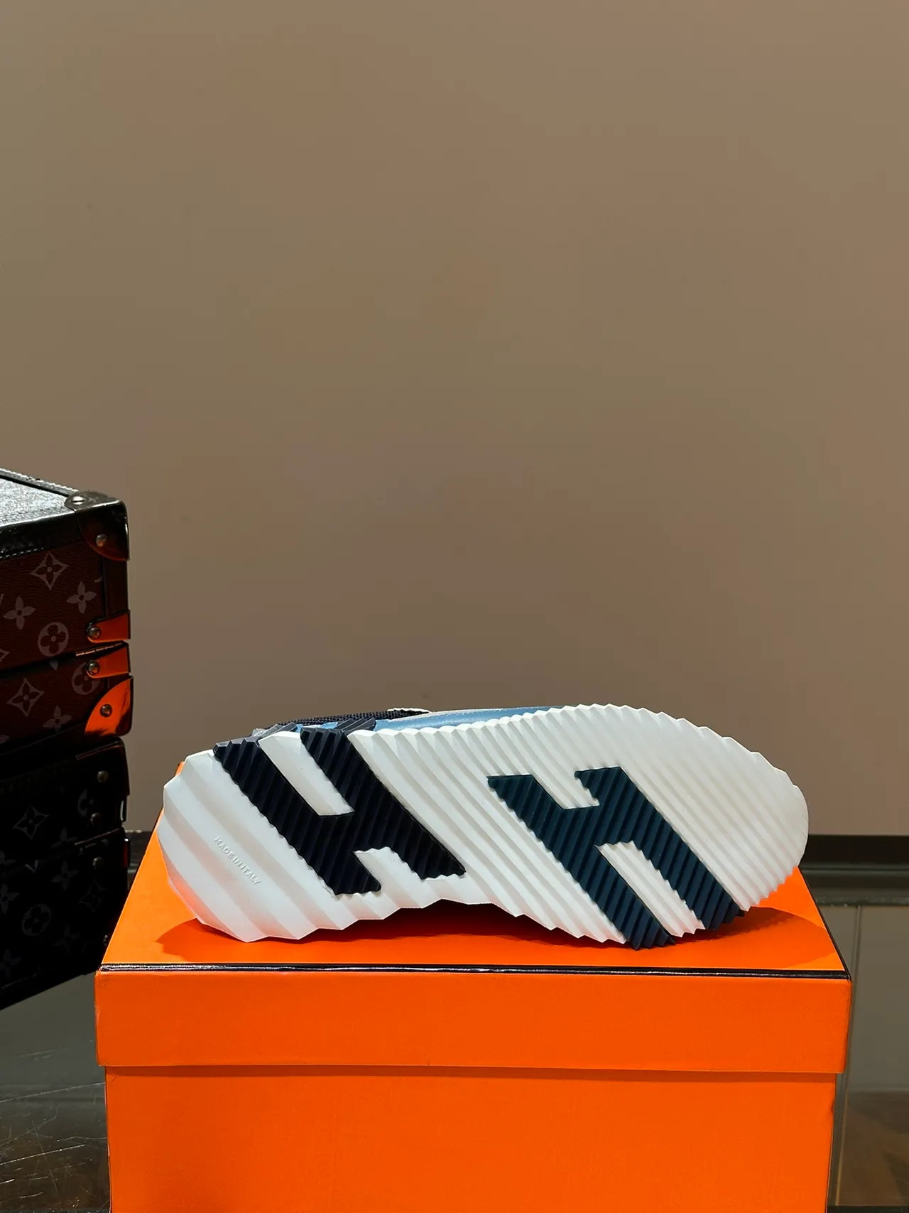 Hermès Run Away Navy Blue and White Chunky Sneakers 2