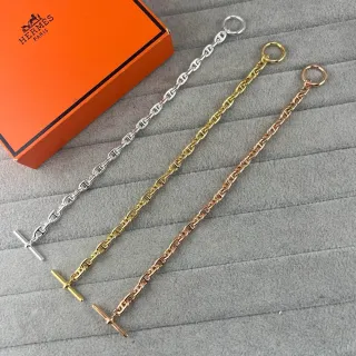 Hermès सिल्वर गोल्ड चेन-लिंक टॉगल क्लैस्प ब्रेसलेट