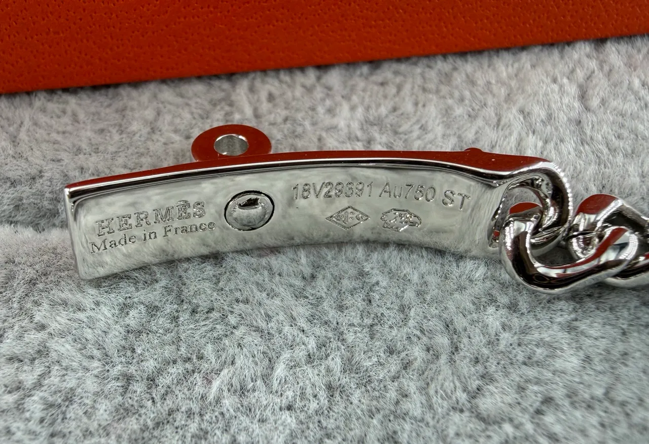 Hermès Silver Heavy Curb-Link Chain Polished Metal Bracelet 2