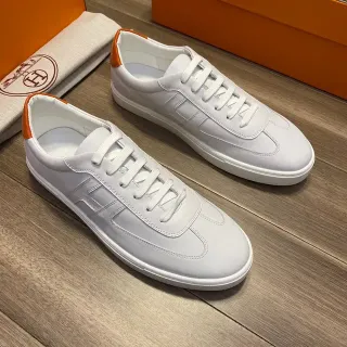 Hermès White and Orange Accent Lifestyle Sneakers