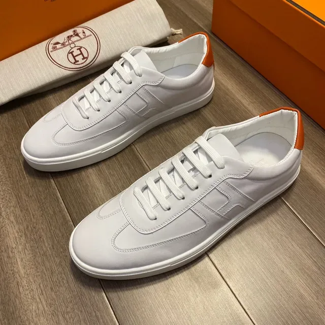Hermès White and Orange Accent Lifestyle Sneakers 3