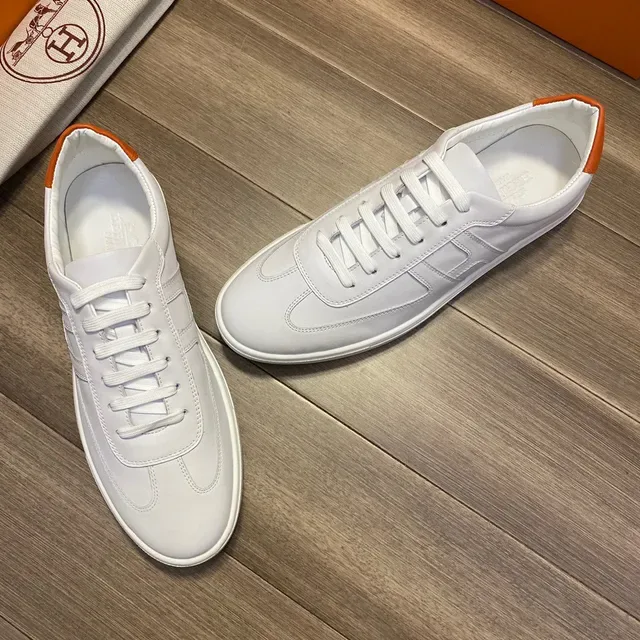 Hermès White and Orange Accent Lifestyle Sneakers 4