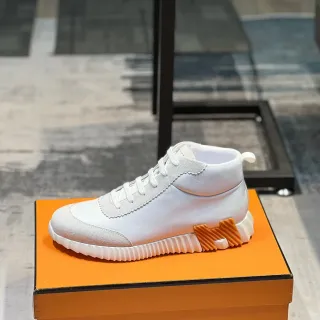 Hermès White and Orange High-Top Lifestyle Sneaker