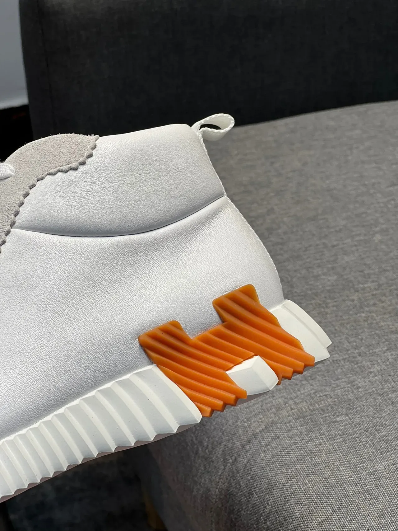 Hermès White and Orange High-Top Lifestyle Sneaker 8