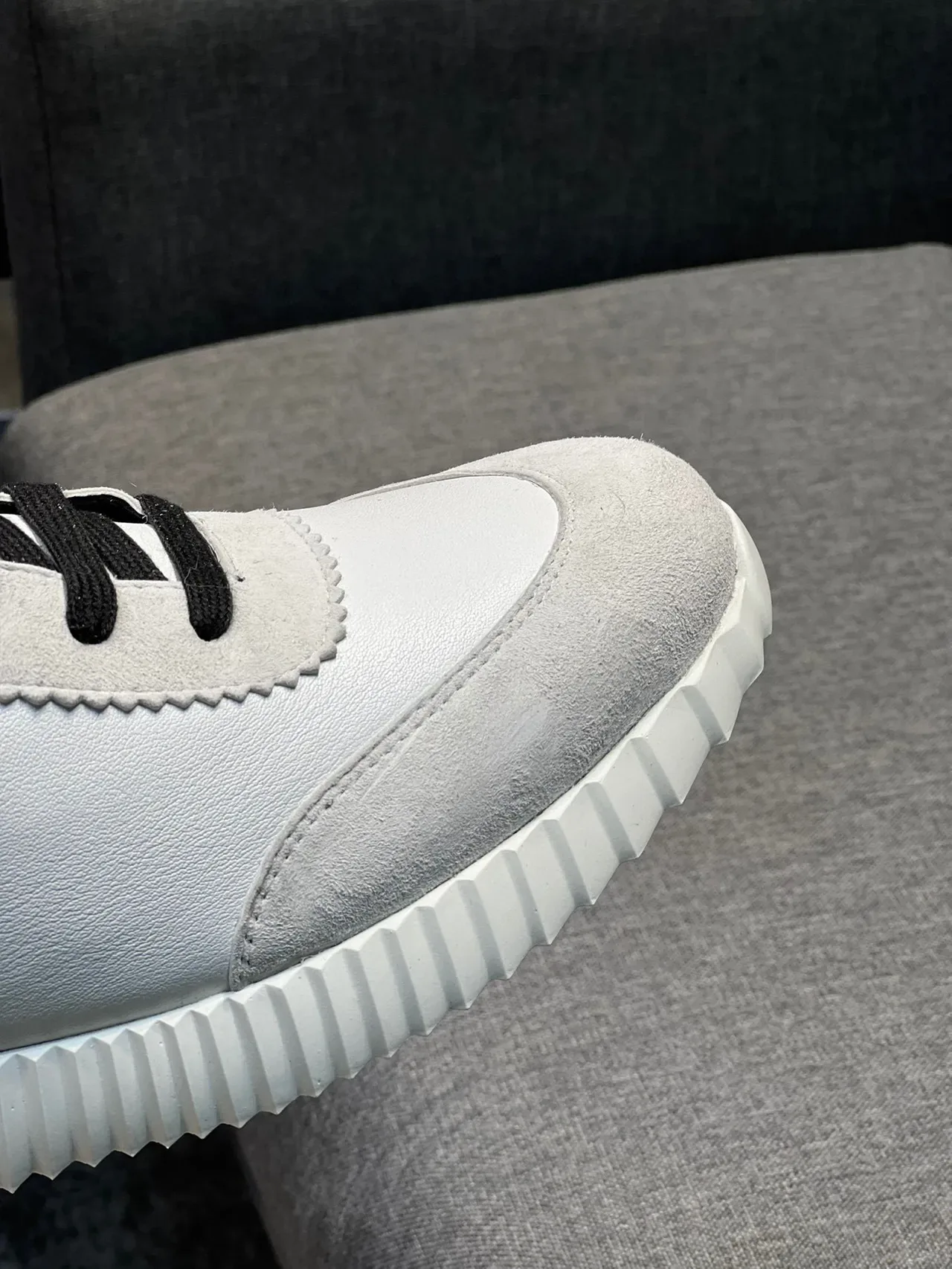 Hermès White Black High-Top Leather-Suede Mix Lifestyle Sneakers 3