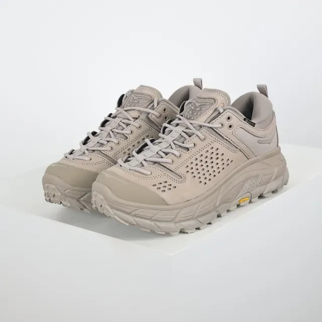 Hoka Beige Perforated Suede Upper Gusseted Tongue Running Shoes 2