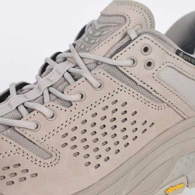 Hoka Beige Perforated Suede Upper Gusseted Tongue Running Shoes 6