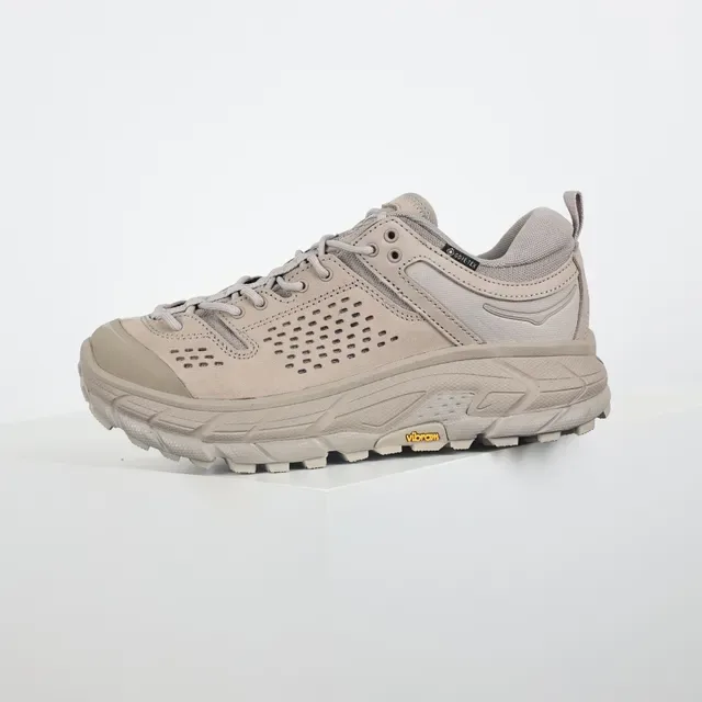 Hoka Beige Perforated Suede Upper Gusseted Tongue Running Shoes 9