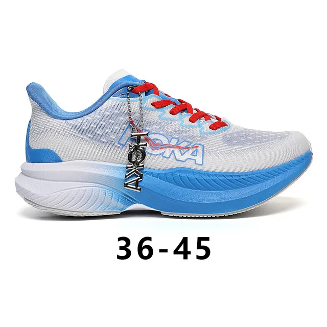 Hoka Mach 6 White Blue Red Chaussures de course 3