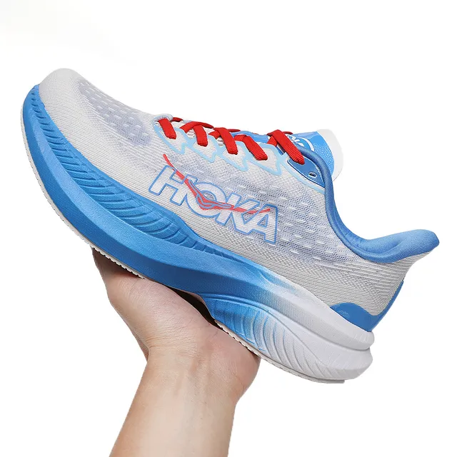 Hoka Mach 6 White Blue Red Chaussures de course 5