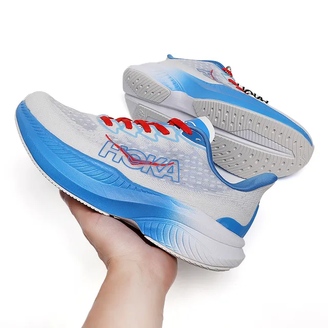 Hoka Mach 6 White Blue Red Chaussures de course 8