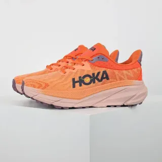 Hoka Orange Purple Engineered Knit Upper Thick Sculpted Midsole Running Shoes