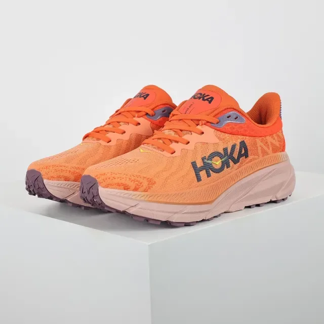 Hoka Orange Purple Engineered Knit Upper Thick Sculpted Midsole Running Shoes 2