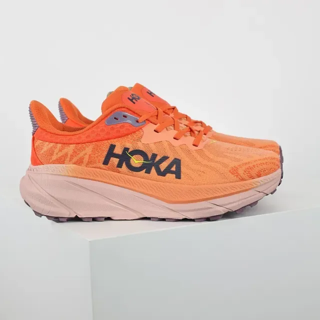Hoka Orange Purple Engineered Knit Upper Thick Sculpted Midsole Running Shoes 3